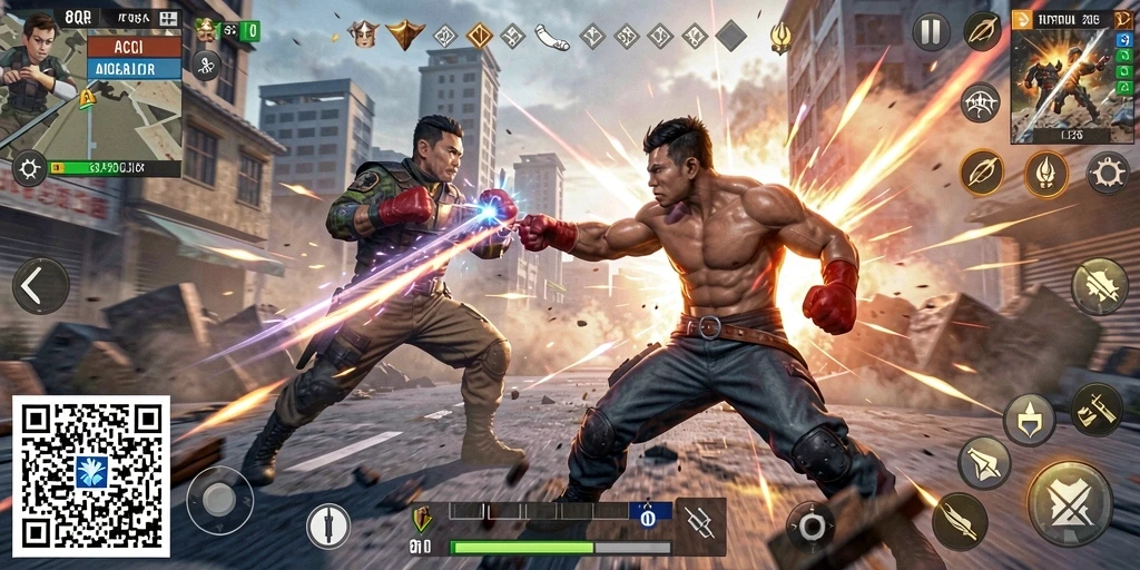 Tampilan menegangkan dari gameplay 8QR saat bertarung.