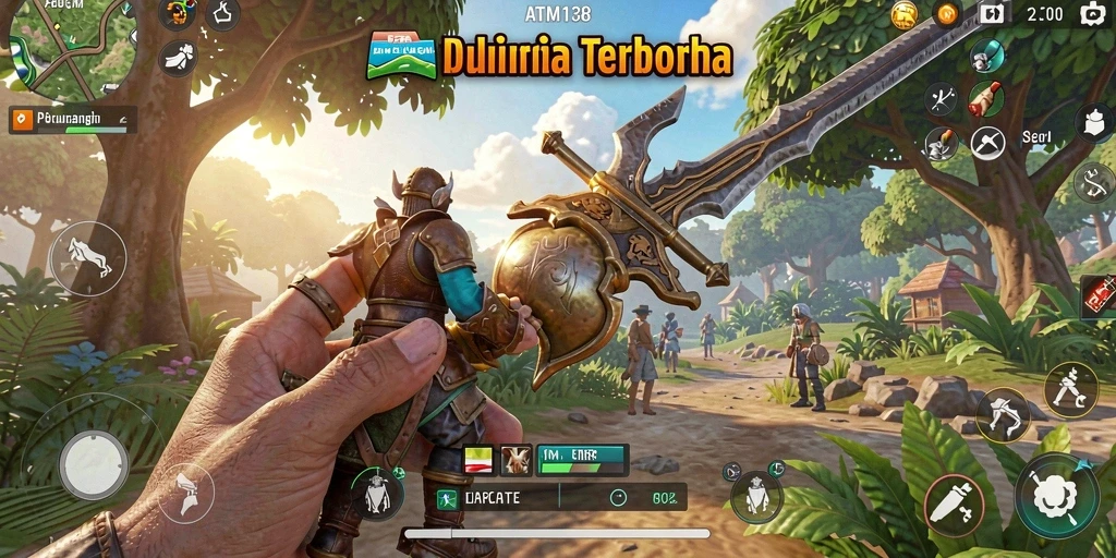 Screenshot gameplay Open World ATM138 dengan pemandangan yang spektakuler.
