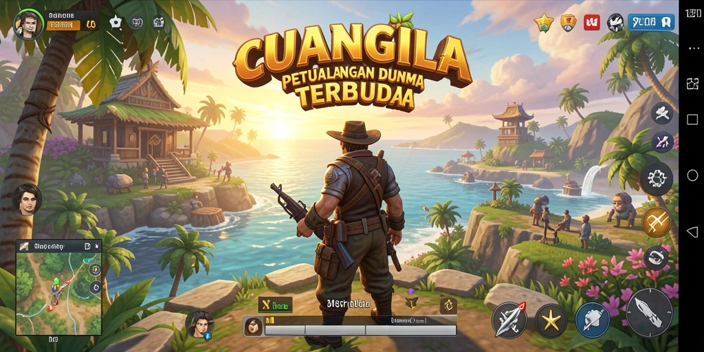 Screenshot gameplay CUANGILA yang menunjukkan kebebasan eksplorasi di dunia terbuka.