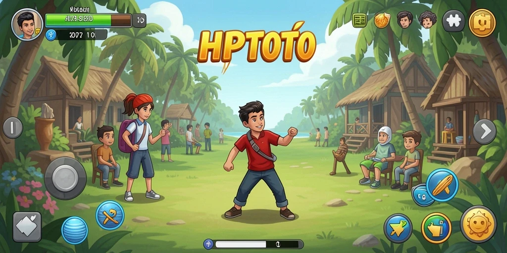 Tampilan gameplay HPTOTO yang ceria dan interaktif.