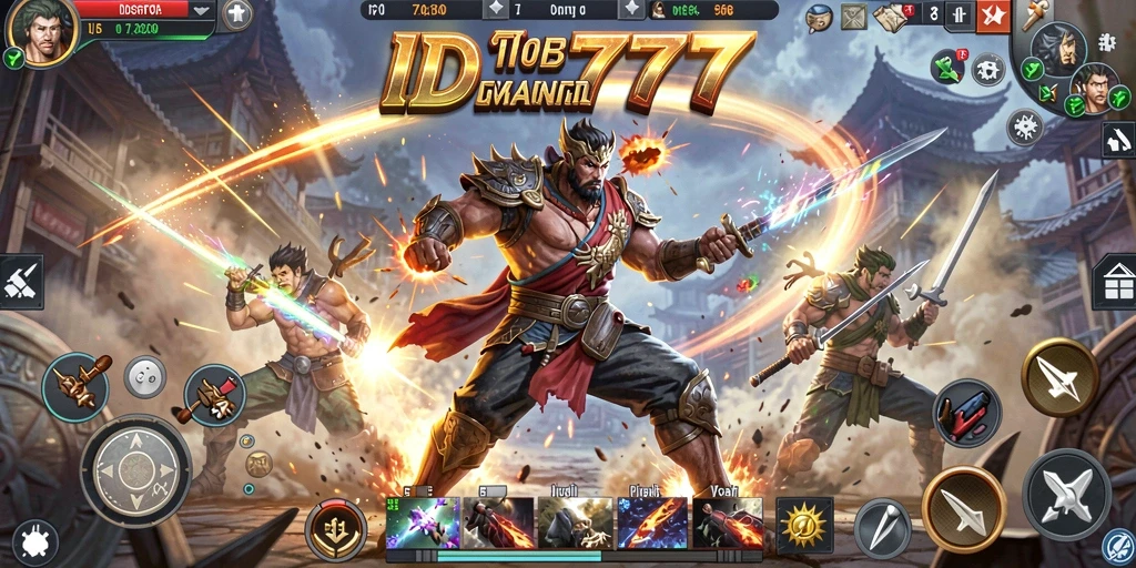 Tangkapan layar gameplay ID777 menunjukkan pertempuran strategis yang intens.