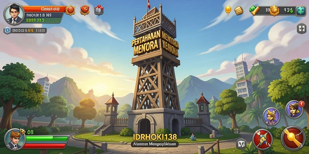 Tampilan strategis menara yang berfungsi menghalau musuh.