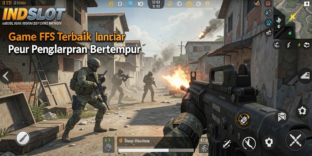 Screenshot menampilkan aksi mendebarkan dari gameplay FPS INDSLOT.