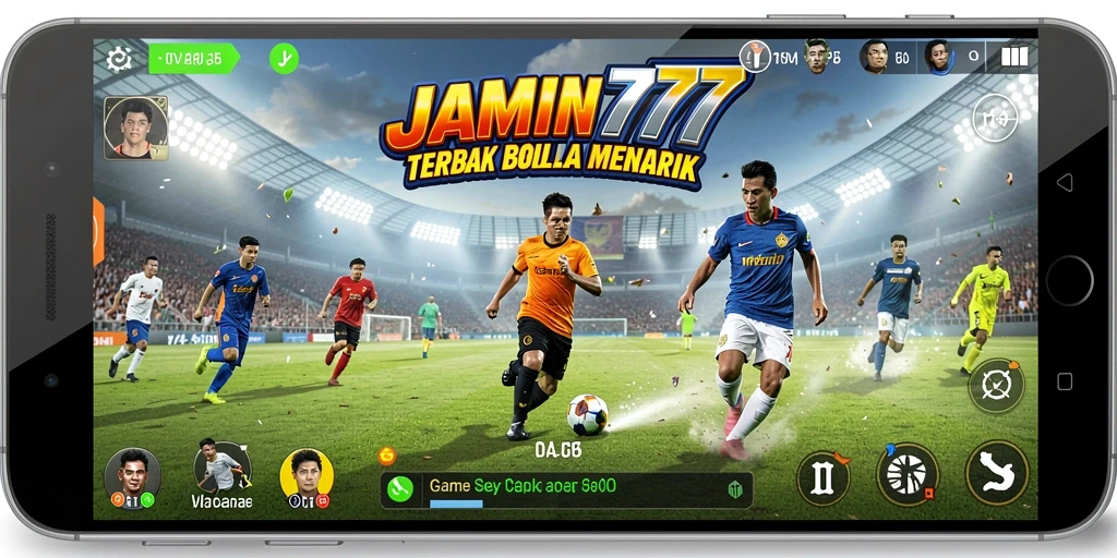 Tampilan gameplay seru dengan aksi sepak bola yang mendebarkan.