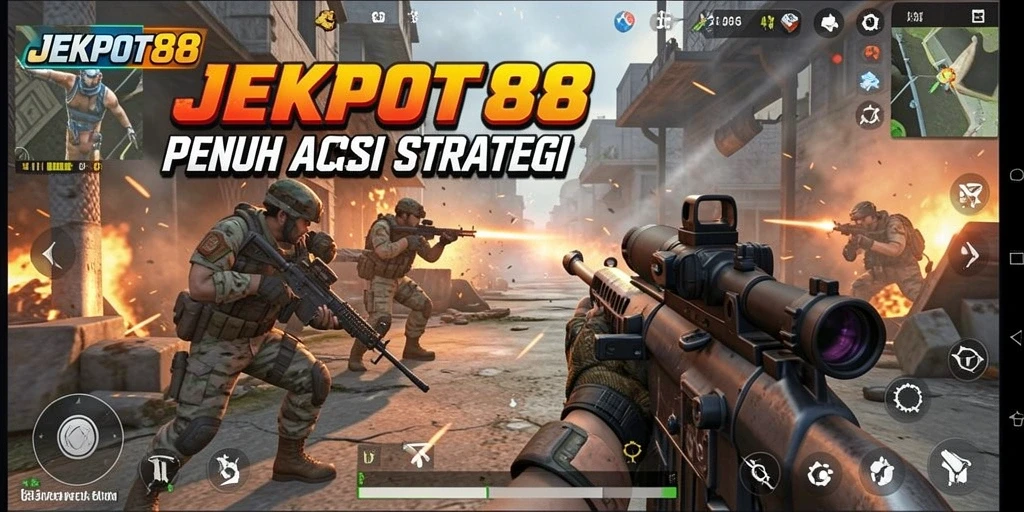 Tampilan gameplay JEKPOT88 yang mendebarkan dan penuh aksi.