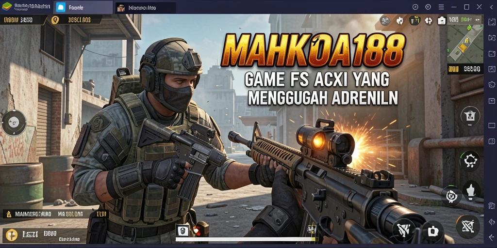 Screenshot gameplay menarik dari MAHKOTA188 menampilkan aksi pertempuran FPS.