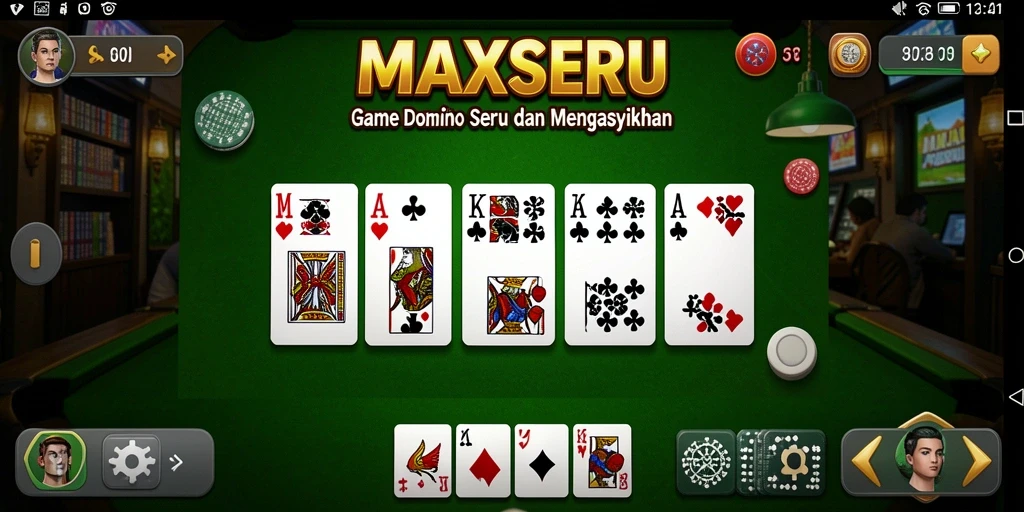 Tampilan gameplay seru dari MAXSERU menampilkan keseruan permainan Domino.