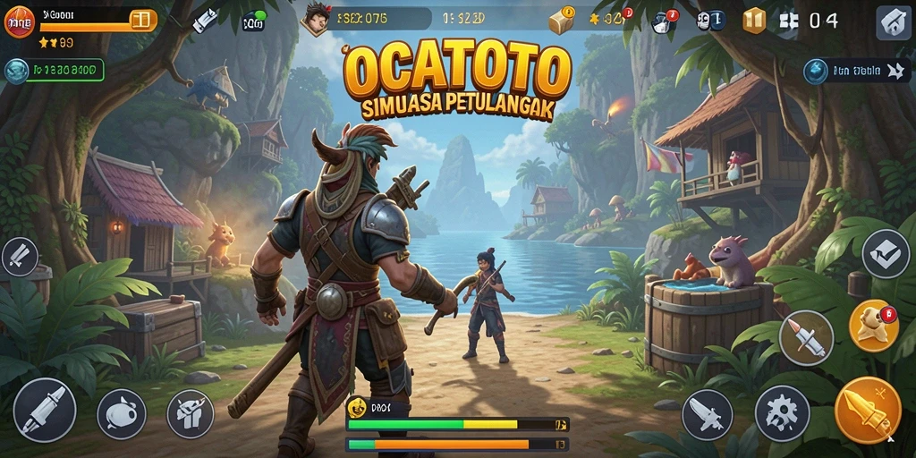 Tampilan menarik dari gameplay OCATOTO yang penuh warna.