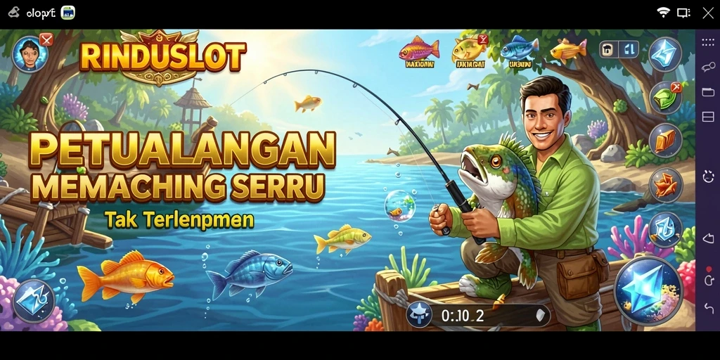 Tampilan gameplay RINDUSLOT yang mempesona dengan suasana laut.
