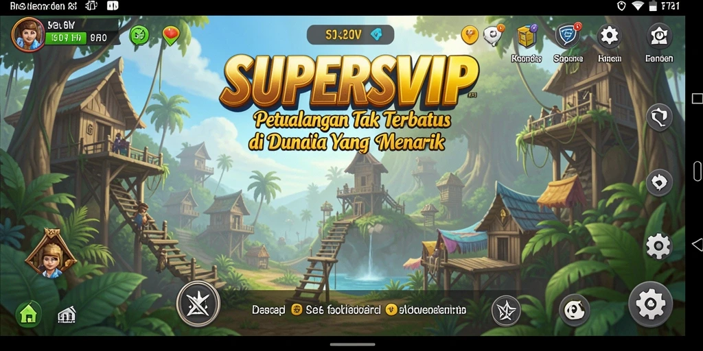 Tangkapan layar gameplay SUPERSVIP yang menampilkan aksi petualangan yang mendebarkan.